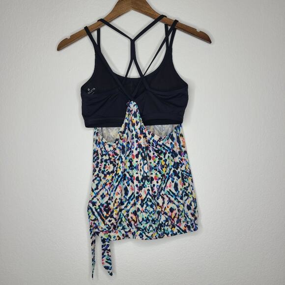 Athleta Sunflare Blousy Tankini Top Confetti Print Layered Bra Small - Picture 7 of 11
